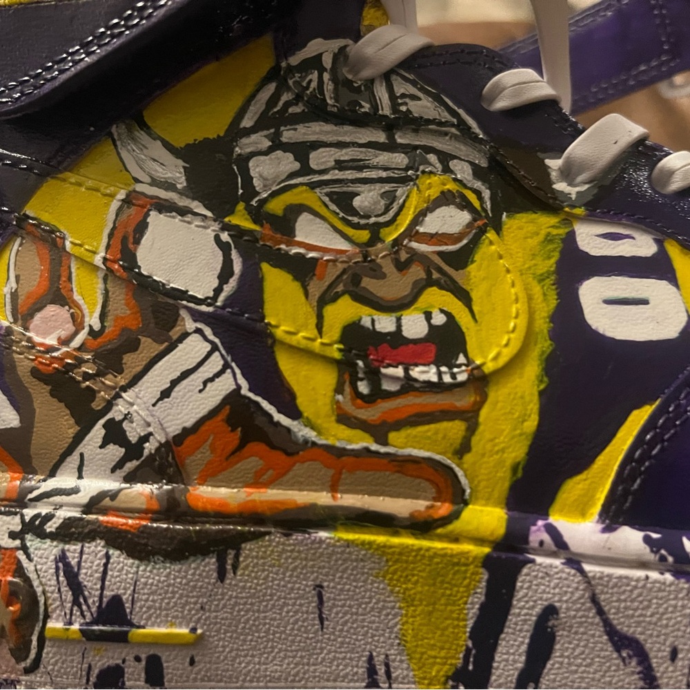 CUSTOM HAND PAINTED “ SKOL AF1s “ sneakers Men’s 9.5